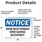 Signmission Door Must Remain Open During Occupancy, 7 in W x Rectangle, Vinyl Decal OS-2PACK-NS-D-57-L-11505 - alternate 4